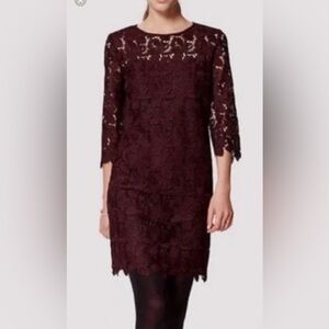 😍 3x $25 Clearance  NWT LOFT Floral Lace Eyelet Dress Size 0. Color Navy Blue